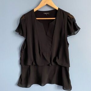 RW&Co. Black flutter sleeve Top